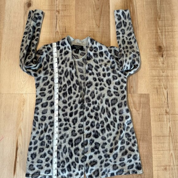 Cashmere Charter Club luxury leopard print Cardigan Open Front - Picture 10 of 12